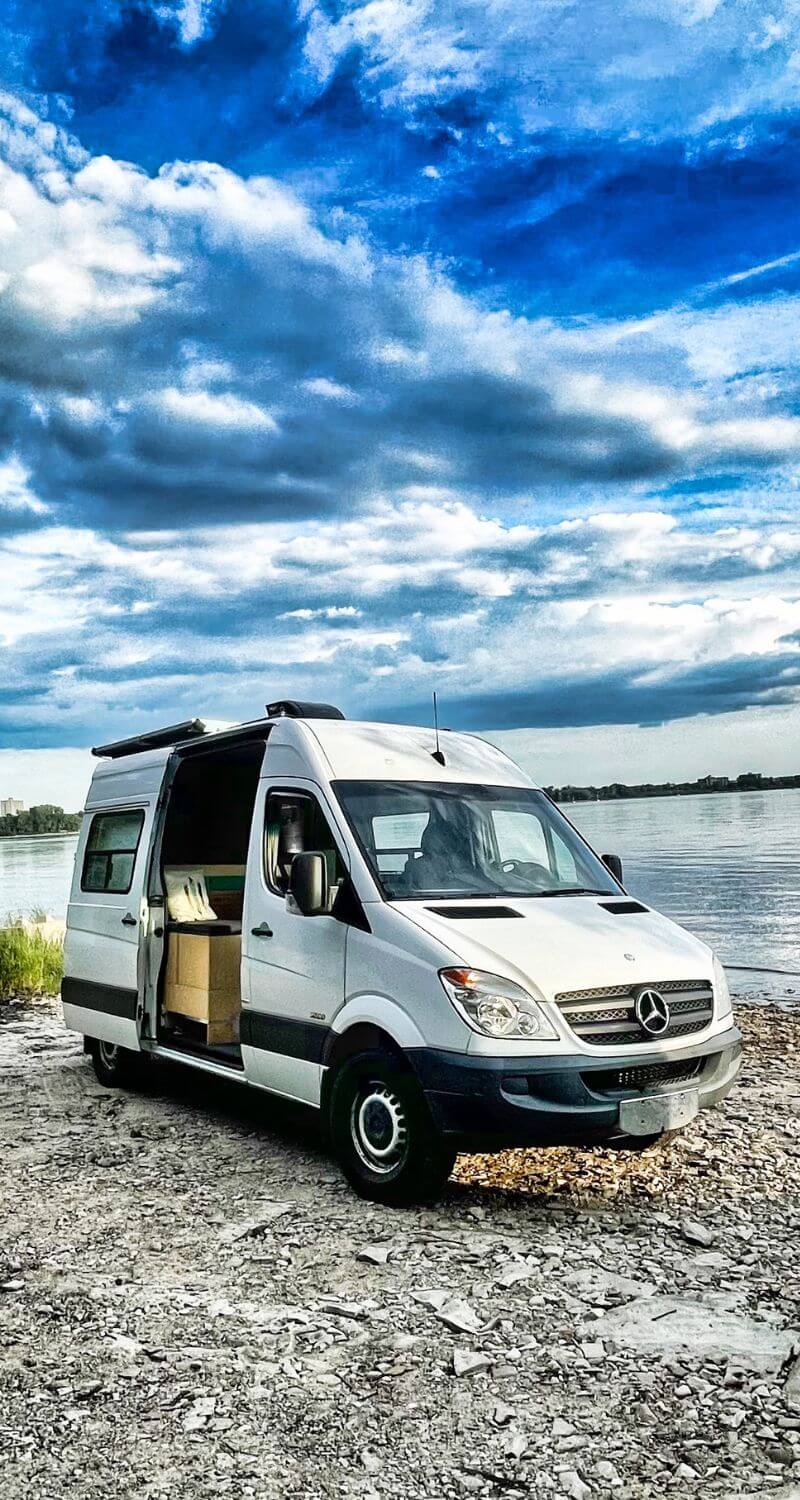 Lonavity van, parked in Gatineau, beautiful sky, van conversion
