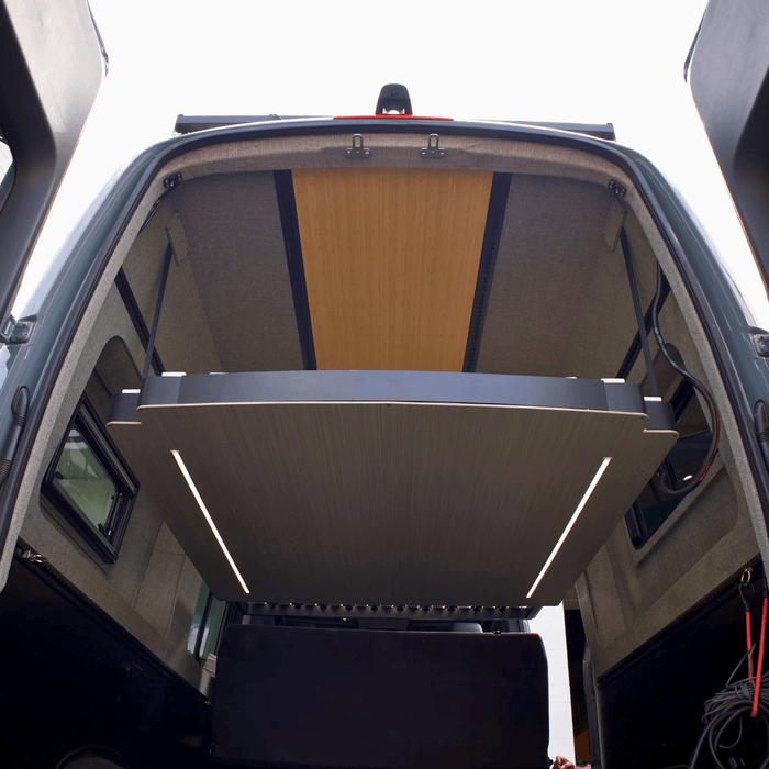 EXPANDABLE BED FOR CAMPER VANS — ELECTRIC LIFT & SLIDE SYSTEM