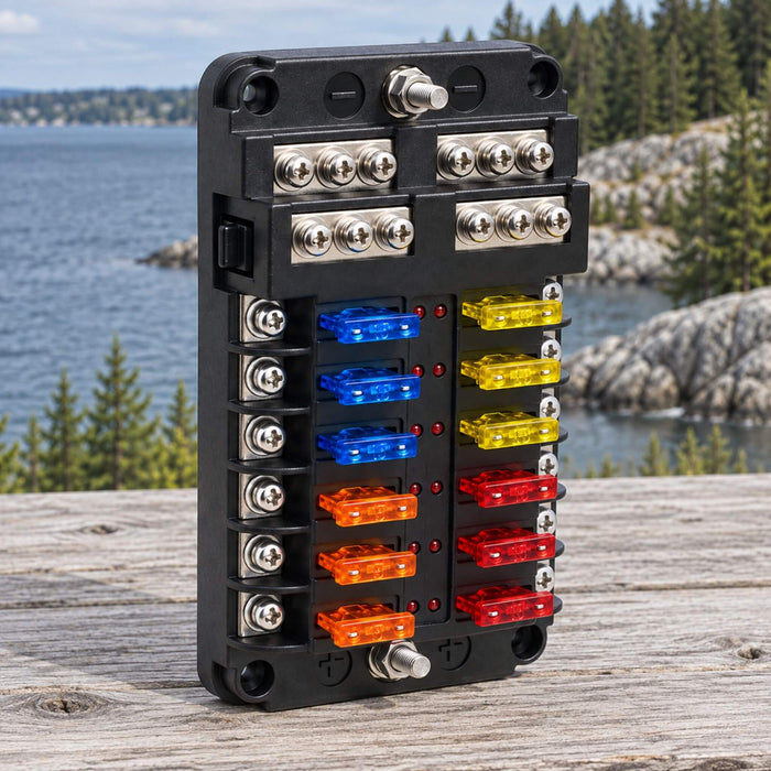 Porte-fusible ATO 12 voies pour la distribution d'énergie CC dans les systèmes électriques de conversion de fourgonnettes