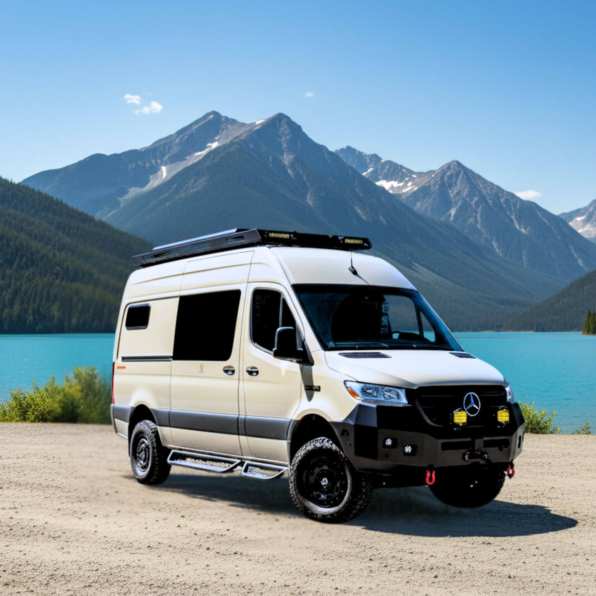 Close-up of high-quality aluminum running board tube with powder-coated finish for durability.