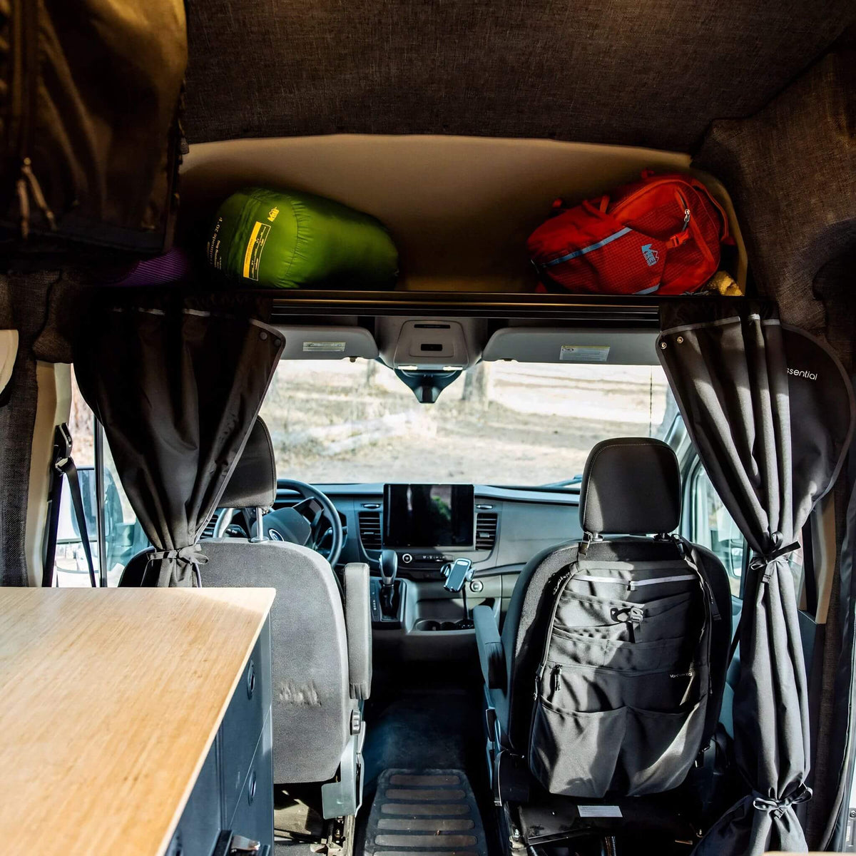 TRANSIT (2015+) 130″/148″/148″ EXT | HEADLINER SHELF & CURTAIN RAIL | WITH FACTORY OVERHEAD CUBBY