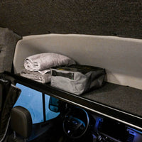 TRANSIT (2015+) 130″/148″/148″ EXT | HEADLINER SHELF & CURTAIN RAIL | WITH FACTORY OVERHEAD CUBBY