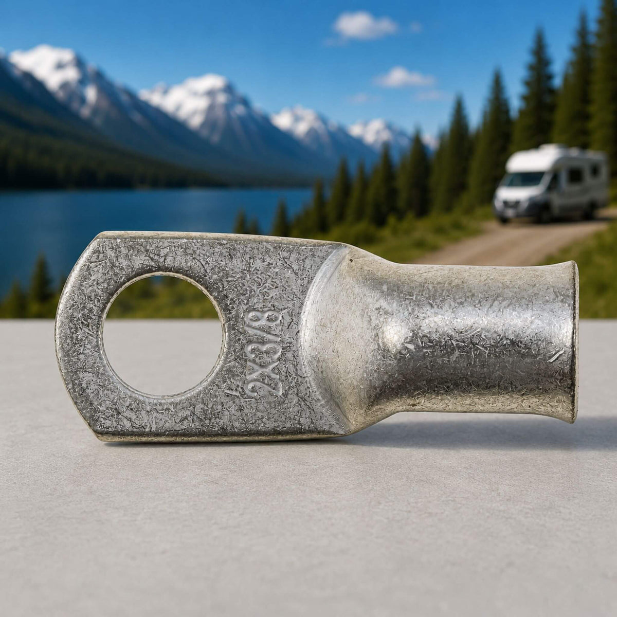 #2 AWG CABLE LUG — 3/8" RING