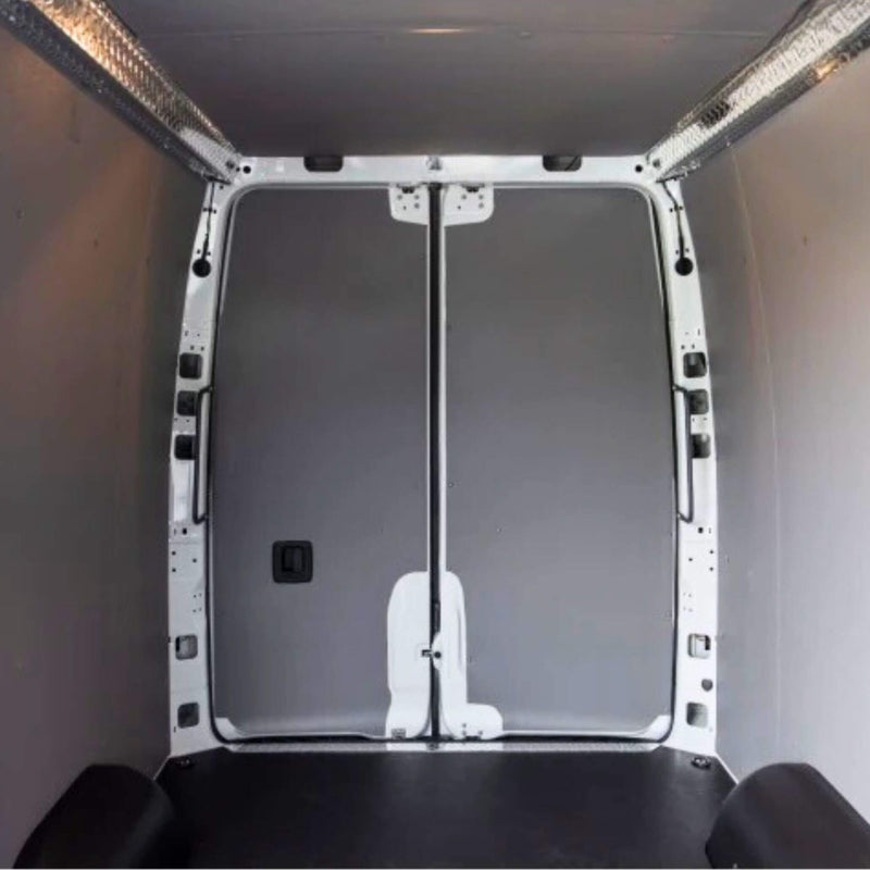 Discover the legendary DuraTherm grey door liner for Mercedes-Benz Sprinter and Ford Transit vans, perfect for enhancing your van conversion project with premium style and durability.