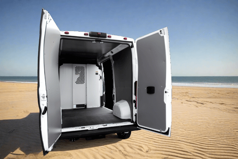 Elevate your van conversion with the Legend DuraTherm grey door liner for Ram ProMaster, offering premium style and durability for your DIY project.