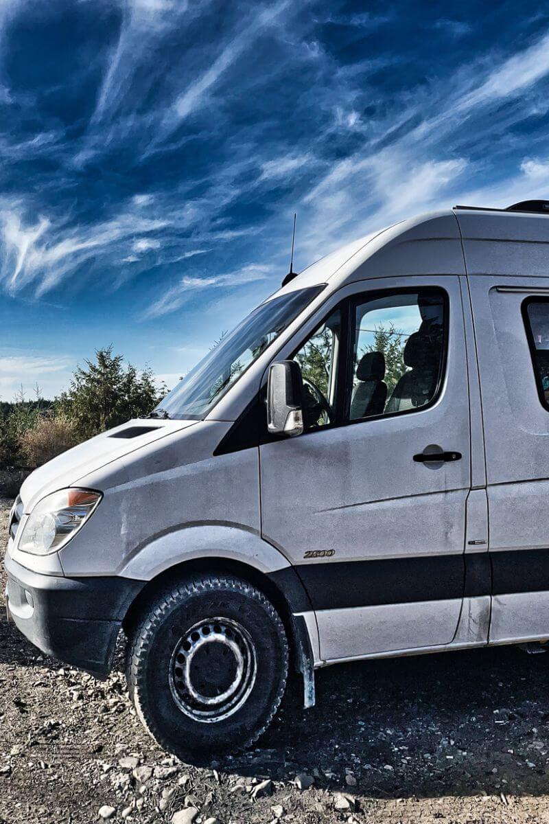 Mobile view Environmental Commitment, Lonavity Van parked at Whisky Creek in BC by a mountain, a beautiful sun. Lonavity is eco-responsible donates to reduce the carbon footprint.
