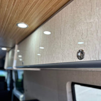 Aluminum corner extrusion for DIY van conversion cabinet installation.