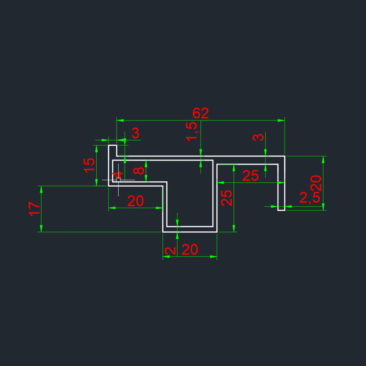 Smooth, durable finish on aluminum corner profile for van conversion cabinets.