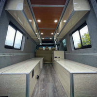 Rounded edge of aluminum corner profile for safe van cabinet corners.