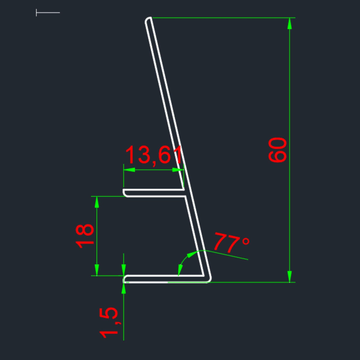 Aluminum corner extrusion providing structural support for van cabinets.