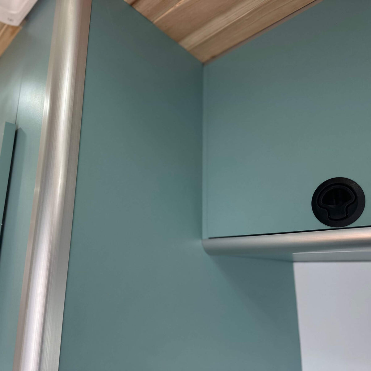 Aluminum cabinet corner profile for van conversions, durable and lightweight.