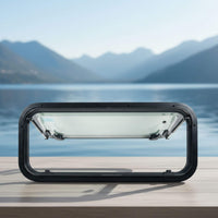 Insulated awning window for van conversions with glass exterior and acrylic interior