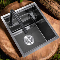 BLACK STAINLESS STEEL NANOTECH SINK WITH HIDEAWAY FAUCET - Lonavity