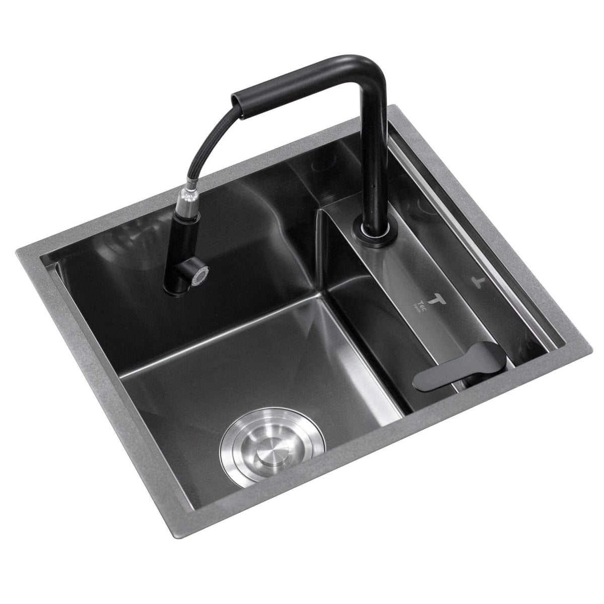 BLACK STAINLESS STEEL NANOTECH SINK WITH HIDEAWAY FAUCET - Lonavity