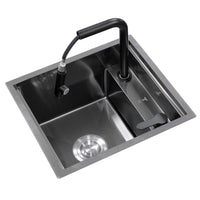 BLACK STAINLESS STEEL NANOTECH SINK WITH HIDEAWAY FAUCET - Lonavity
