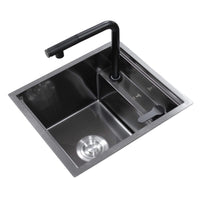 BLACK STAINLESS STEEL NANOTECH SINK WITH HIDEAWAY FAUCET - Lonavity