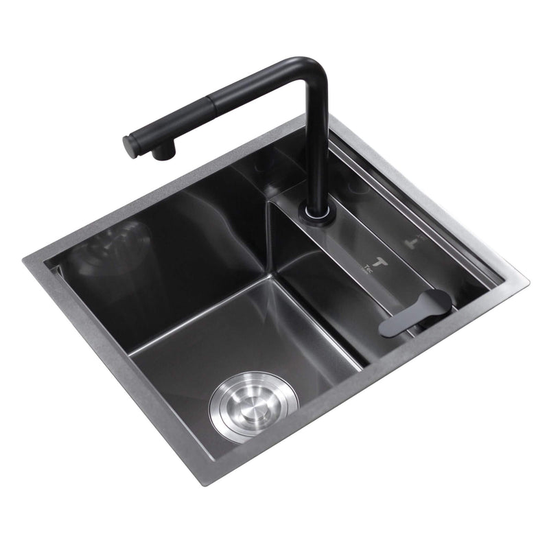 BLACK STAINLESS STEEL NANOTECH SINK WITH HIDEAWAY FAUCET - Lonavity