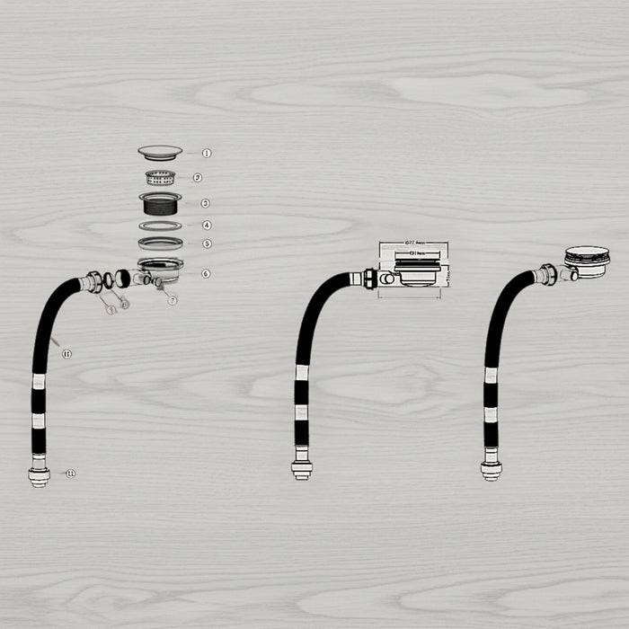 Low profile drain installed under a van or RV sink, optimizing storage space.