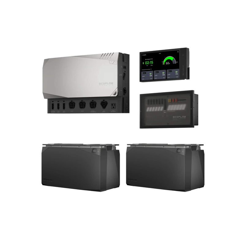 EcoFlow Independence Power Kit system with power hub, batteries, console and distribution panel for van conversion