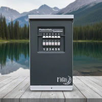 MidNite Solar MNPV6 DC combiner box for off-grid solar power systems, supporting up to 6 x 150 VDC breakers or 4 x 600 VDC fuse holders for camper vans, RVs, cabins, and mobile solar installations.