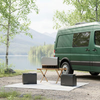 EcoFlow 4kW batteries and power hub mounted inside van with professional wiring