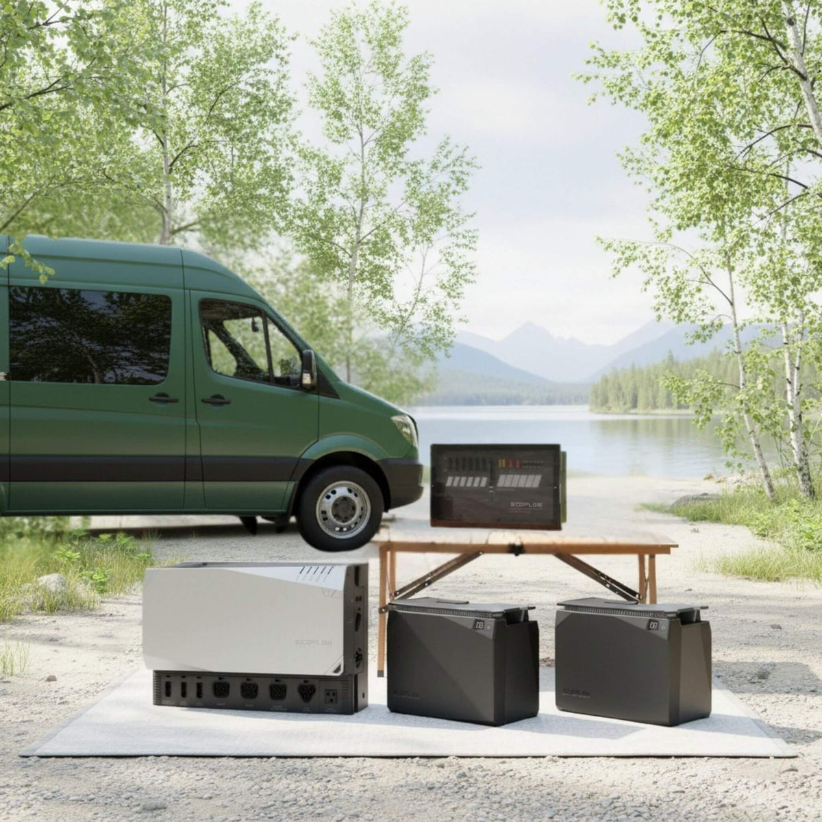 Compact EcoFlow 4kW energy system in van for reliable off-grid power in Canada