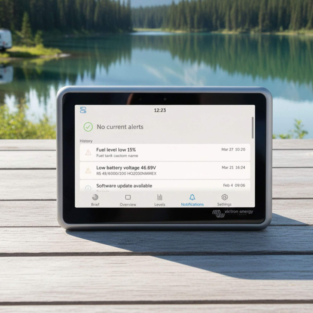 Victron Energy Ekrano GX advanced monitoring and control device for solar, marine, RV, and off-grid power systems, providing real-time system management and remote connectivity.
