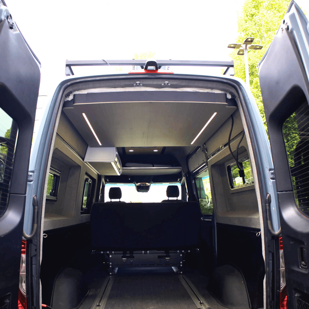 EXPANDABLE BED FOR CAMPER VANS — ELECTRIC LIFT & SLIDE SYSTEM