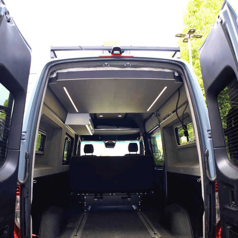 EXPANDABLE BED FOR CAMPER VANS — ELECTRIC LIFT & SLIDE SYSTEM