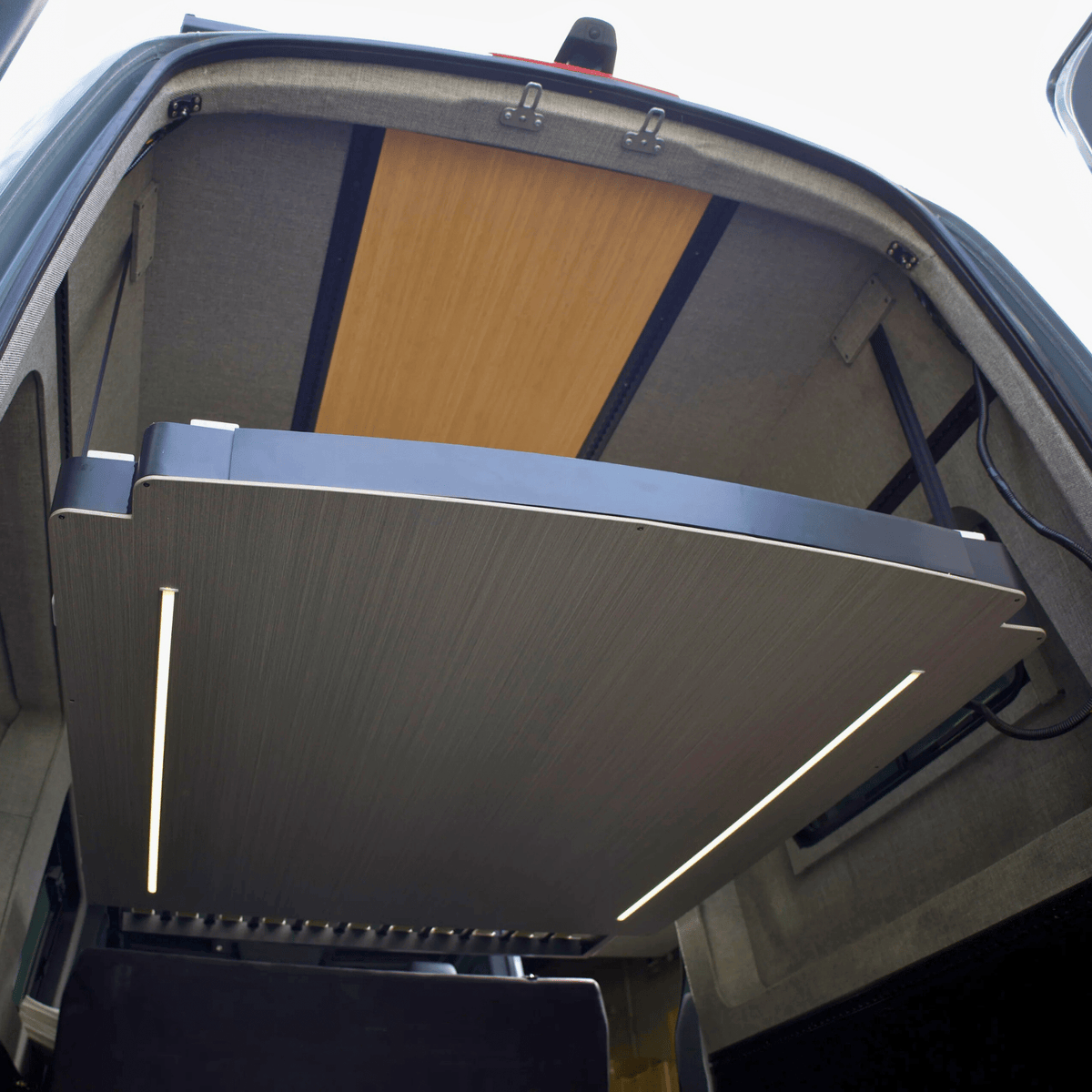 EXPANDABLE BED FOR CAMPER VANS — ELECTRIC LIFT & SLIDE SYSTEM