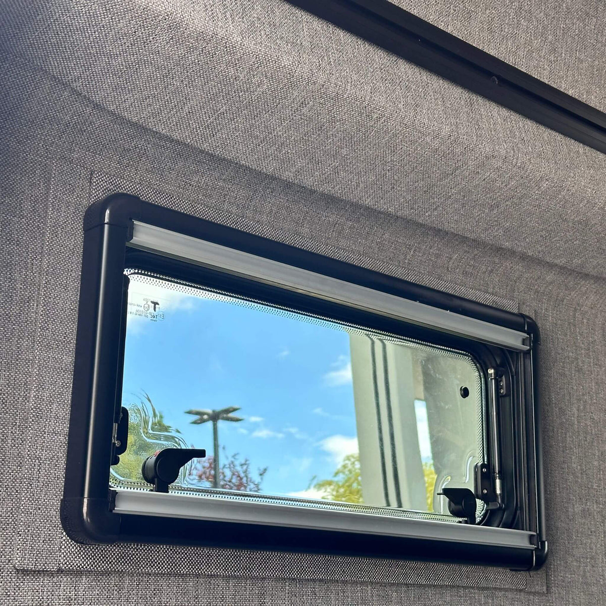 Dual pane van window 300 x 700 mm insulated glass acrylic