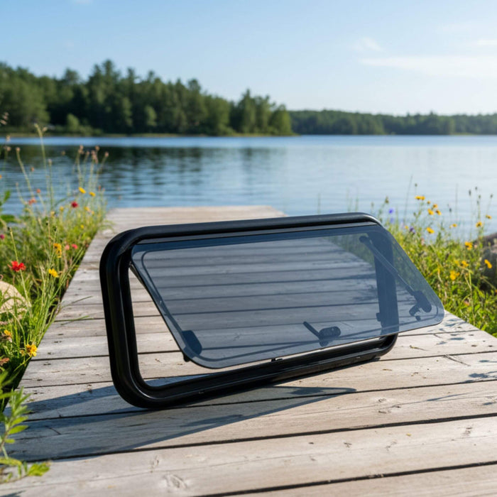 Sleek Flat Window 300x500 mm / 11.81"x19.69" designed for van conversions, bringing a low-profile look with natural light and ventilation