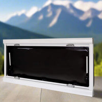 Fenêtre plate 300 × 700 mm avec moustiquaire à mailles fines, conçue pour la circulation de l'air et la protection contre les insectes dans les van, VR, camping-cars et remorques, légère, durable, acrylique à double vitrage, design moderne.