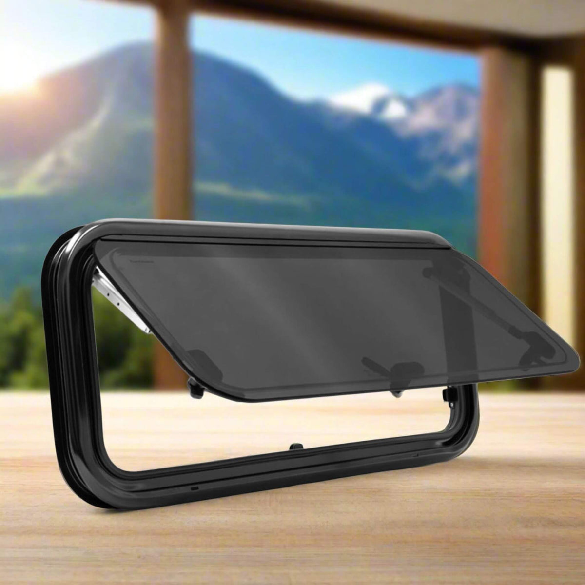 Fenêtre plate en acrylique 300×700 mm (11,81″ × 27,56″), intérieur blanc, pour les conversions de van, camping-cars, VR et remorques, durable, légère, à double vitrage, résistante aux UV, avec isolation thermique et design moderne encastré.