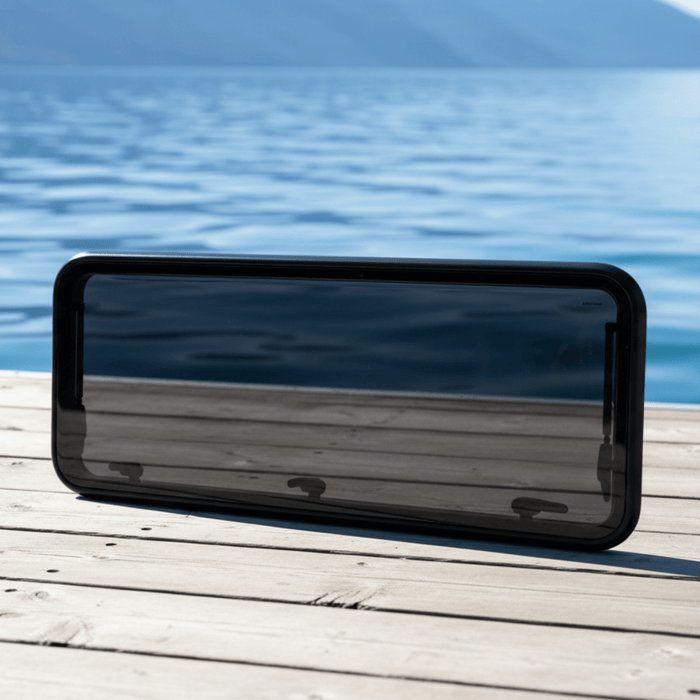Flush-mounted Flat Window 450x610 mm / 17.72"x24.02" designed for van builds that value smooth body lines, fresh air, and daylight without visual clutter