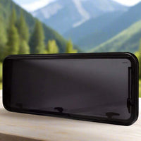 Fenêtre plate en acrylique 300 × 700 mm vue latérale, design élégant encastré, teinte plus foncée, idéale pour les conversions de vans, camping-cars, VR, remorques, offrant une apparence moderne, une construction légère et une durabilité durable.