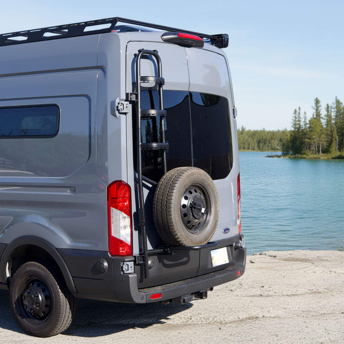 Échelle de porte arrière 2 en 1 en aluminium et support de roue de secours pour Ford Transit