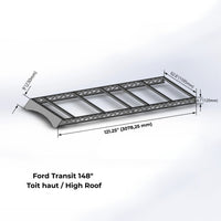 Galerie de toit modulaire pour Ford Transit – Fixations robustes et modulables pour transporter équipements et accessoires / Modular roof rack for Ford Transit – Strong and versatile mounting for gear and accessories