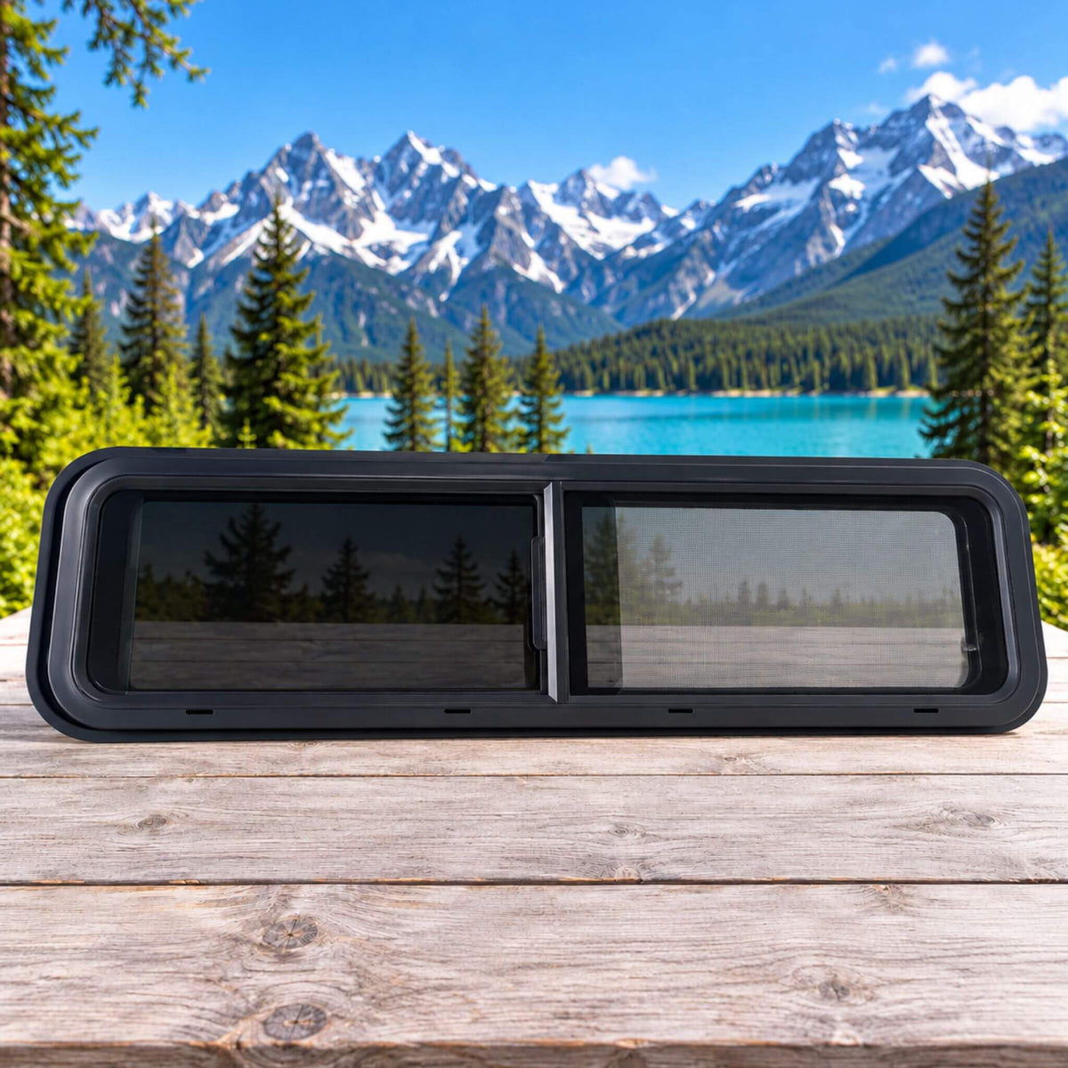 Sliding camper window for recreational vehicle conversions in Montreal
