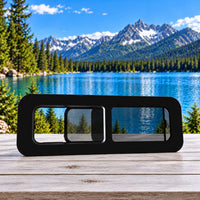 Black SE-Series half-slider window for van conversions and campervan owners in Ottawa.