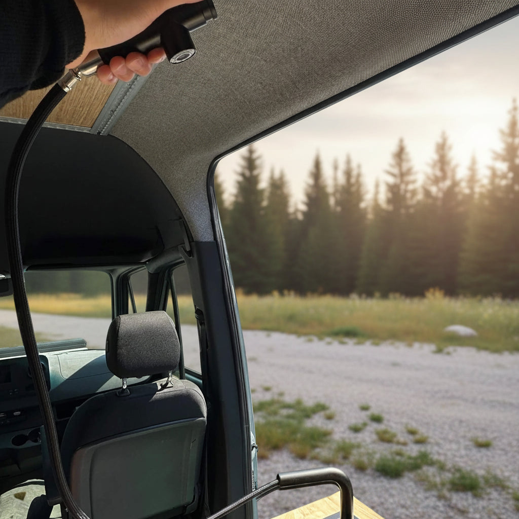 Hidden sink system for vanlife plumbing setup