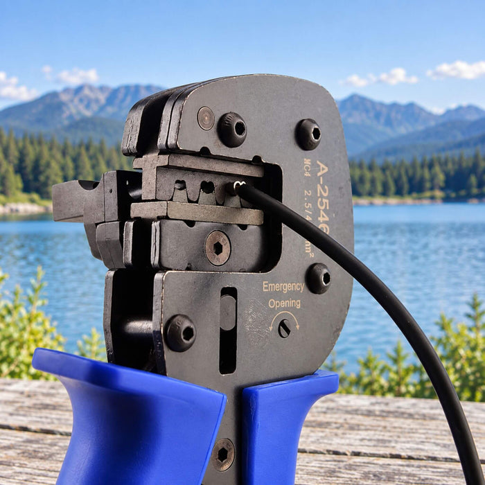 MC4 compatible solar connector crimping tool for PV wiring and solar panel connections
