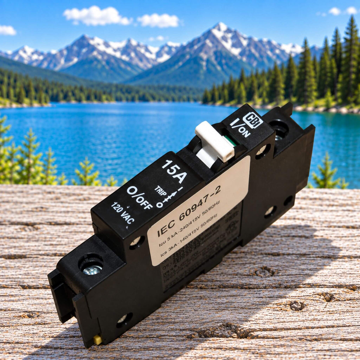 MidNite Solar 15A 120 VAC DIN rail circuit breaker for vehicle electrical systems
