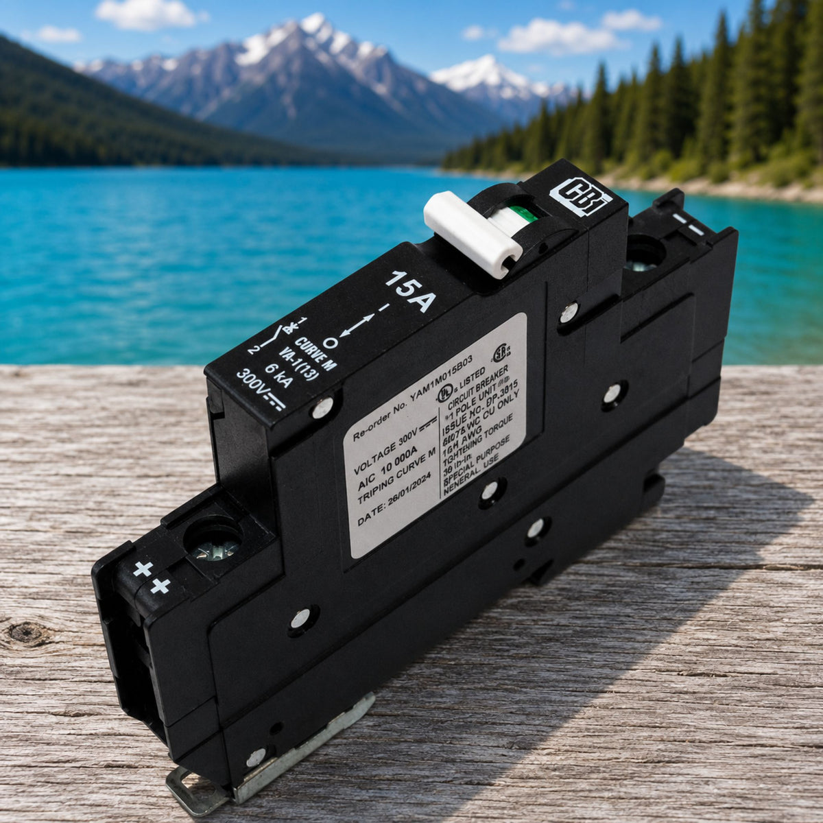 MidNite Solar MNEPV15 15A DIN rail mount DC breaker designed for solar power systems, providing reliable overcurrent protection for photovoltaic, RV, marine, and off-grid electrical installations.
