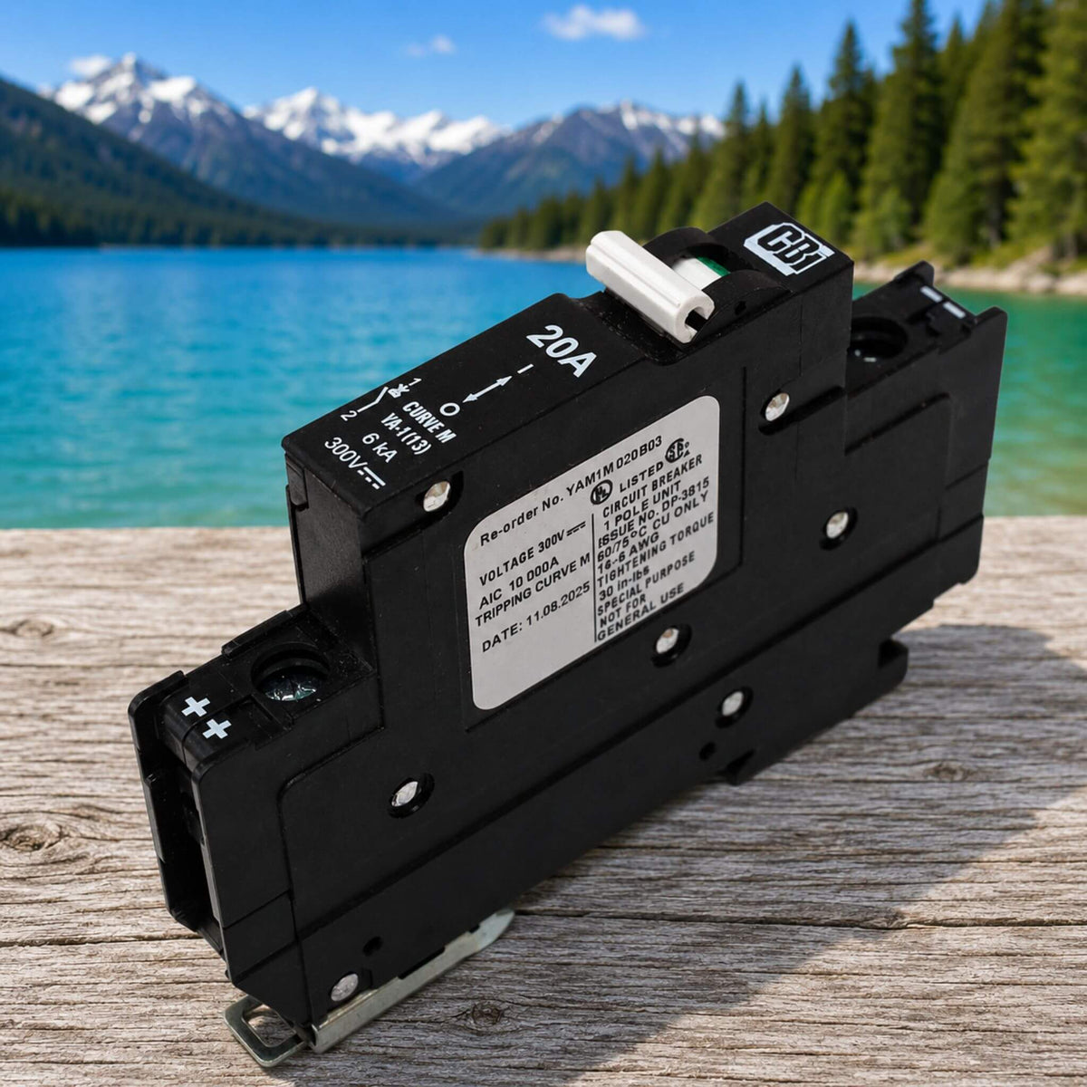 MidNite Solar MNEPV20 20A DIN rail mount DC breaker designed for photovoltaic systems, helping protect solar equipment, batteries, and DC circuits from overcurrent conditions.