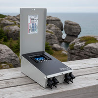 MidNite Solar MNPV4-MC4 pre-wired combiner box for solar power systems, supporting multiple photovoltaic strings with integrated MC4 connections for off-grid, RV, marine, and backup energy installations.