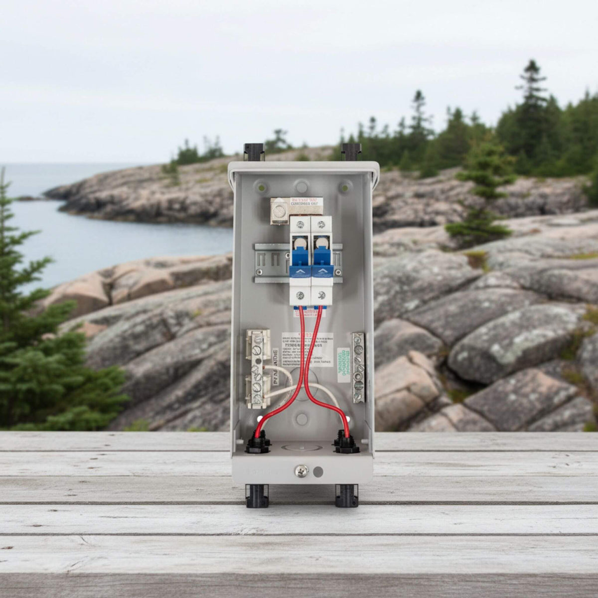 MidNite Solar MNPV2-MC4 combiner box designed for photovoltaic systems, providing safe solar array combining, circuit protection, and organized power distribution for mobile and off-grid energy applications.