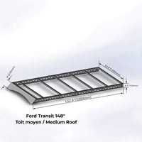 Modular roof rack on a Ford Transit campervan, ready for solar panel mounting