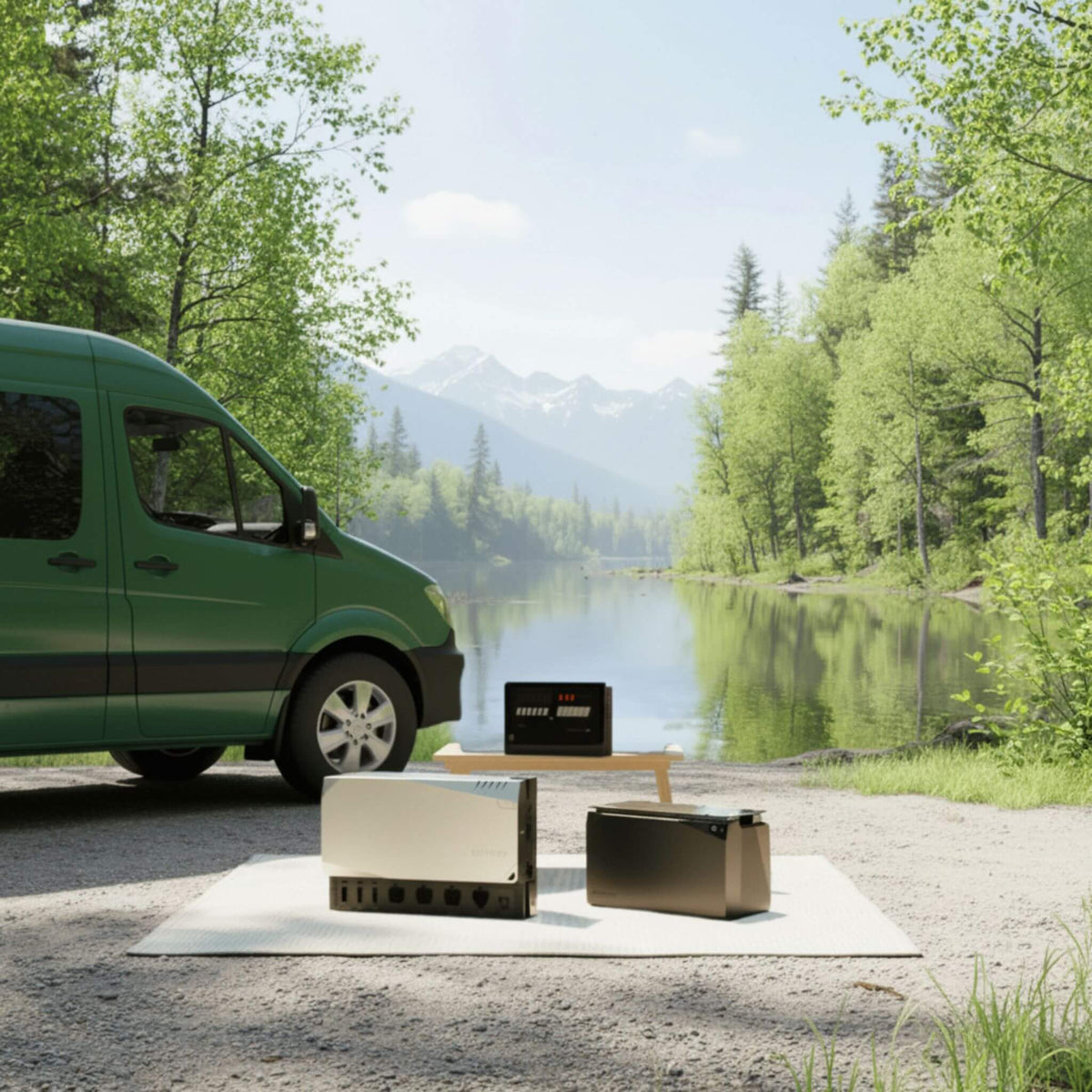 EcoFlow compact power system integrated into a custom van build for reliable off-grid use