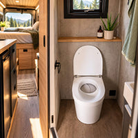 Compact Separett Tiny composting toilet for van conversions, RVs and off-grid living.